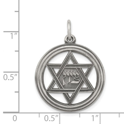 Sterlingsilber Antikisiert Stern Of David Plättchen Charm