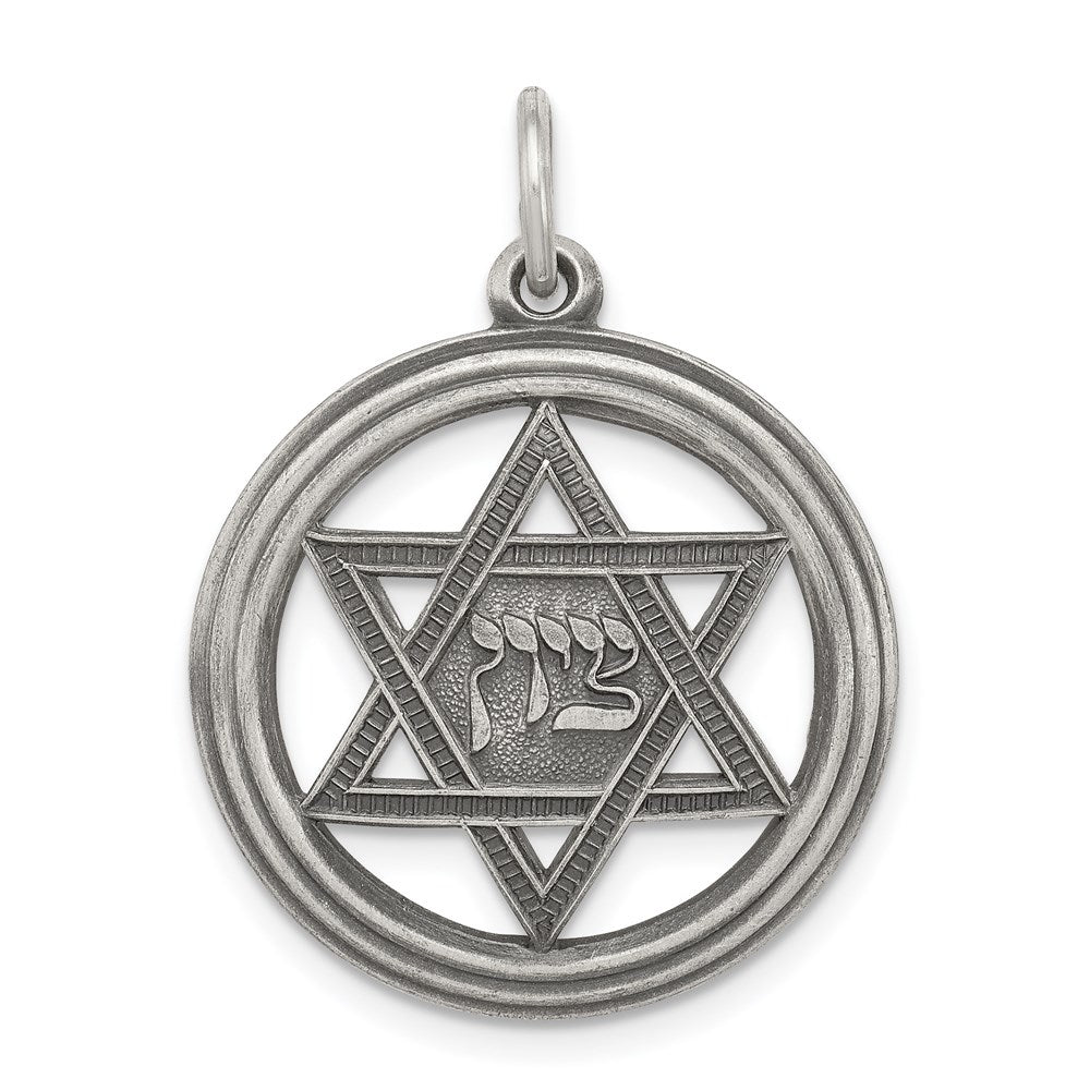 Sterlingsilber Antikisiert Stern Of David Plättchen Charm