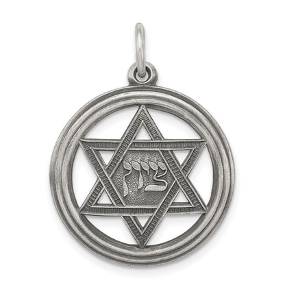 Sterlingsilber Antikisiert Stern Of David Plättchen Charm