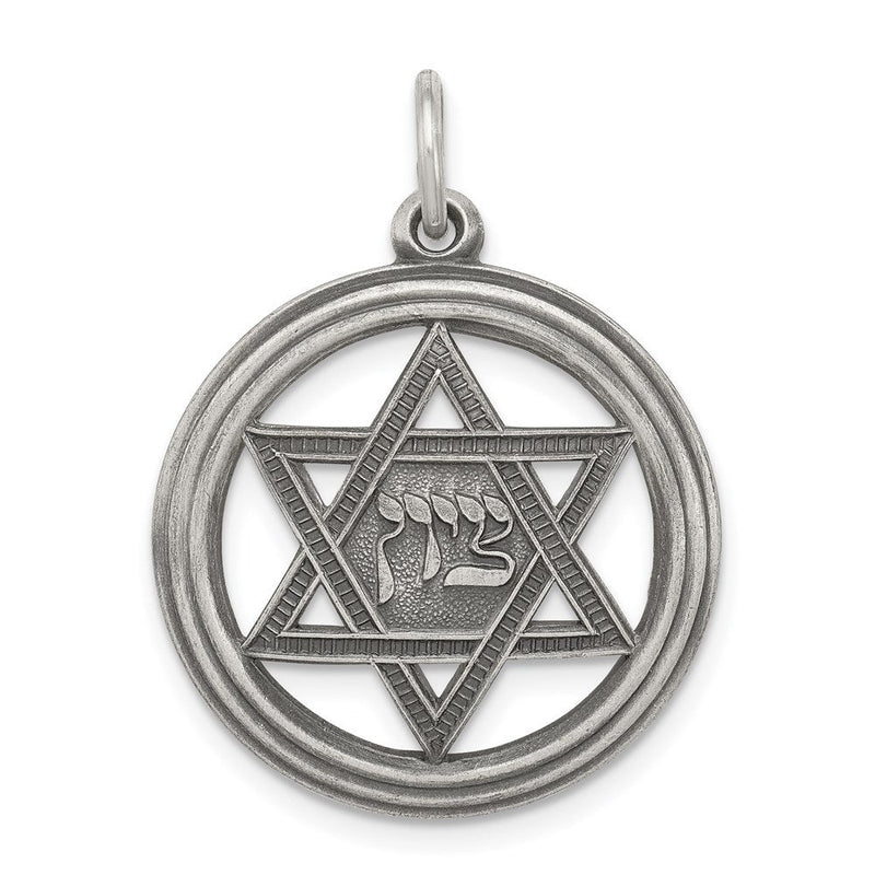 Sterlingsilber Antikisiert Stern Of David Plättchen Charm