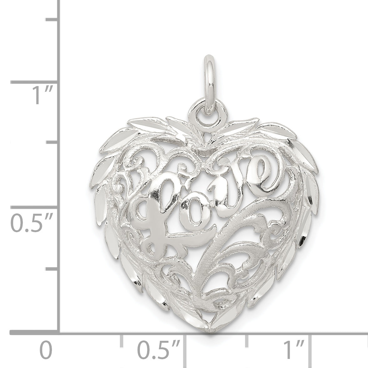 Sterlingsilber Diamantiert Herz Charm