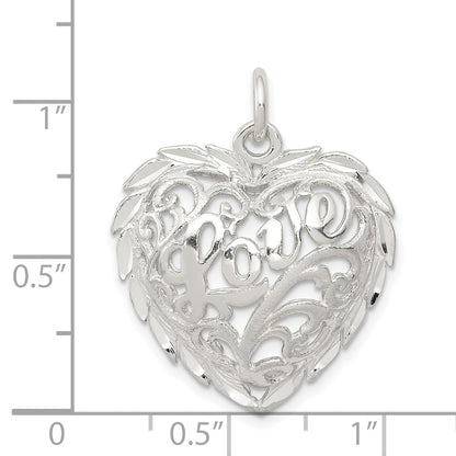 Sterlingsilber Diamantiert Herz Charm