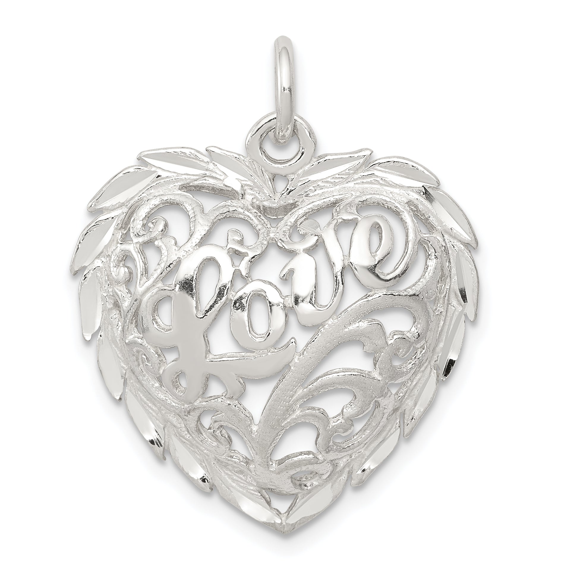 Sterlingsilber Diamantiert Herz Charm