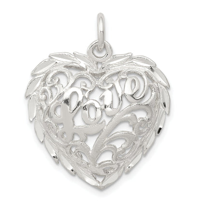 Sterlingsilber Diamantiert Herz Charm