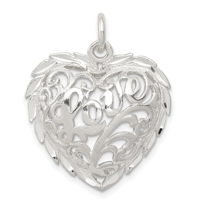 Sterlingsilber Diamantiert Herz Charm