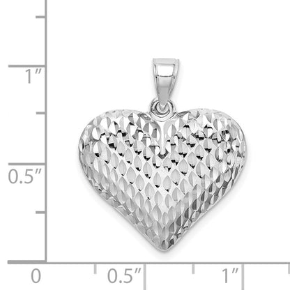 Sterlingsilber Rhodiniert Diamantiert Gewölbt Herz Anhänger