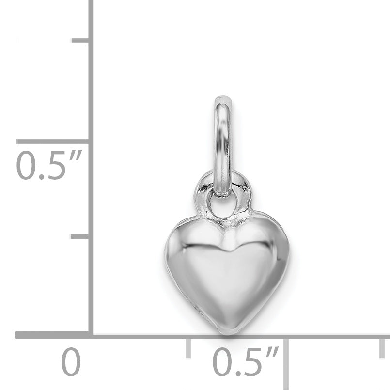 Sterlingsilber Rhodiniert Gewölbt Herz Charm