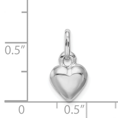 Sterlingsilber Rhodiniert Gewölbt Herz Charm