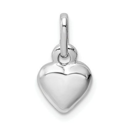 Sterlingsilber Rhodiniert Gewölbt Herz Charm