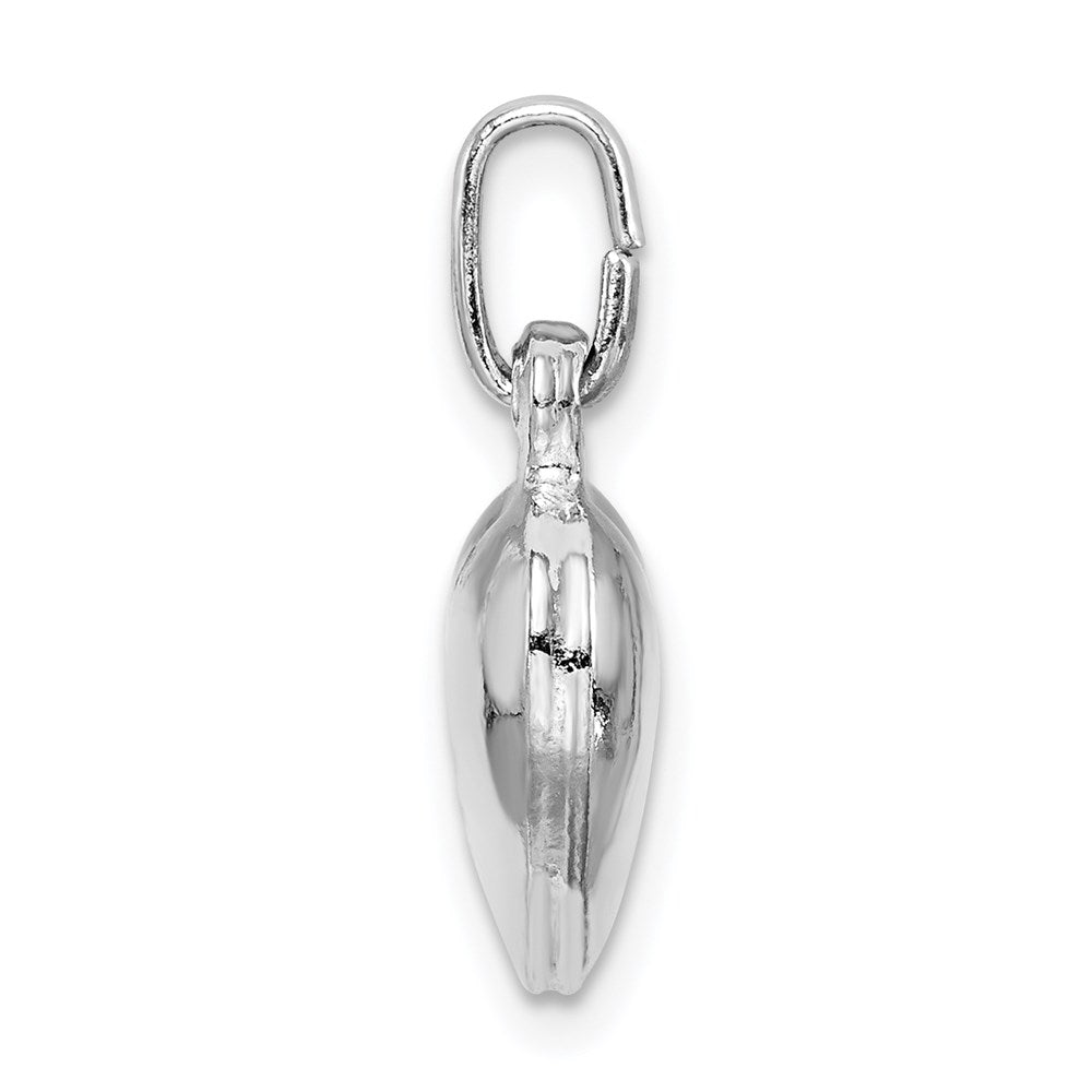 Sterlingsilber Rhodiniert Gewölbt Herz Charm