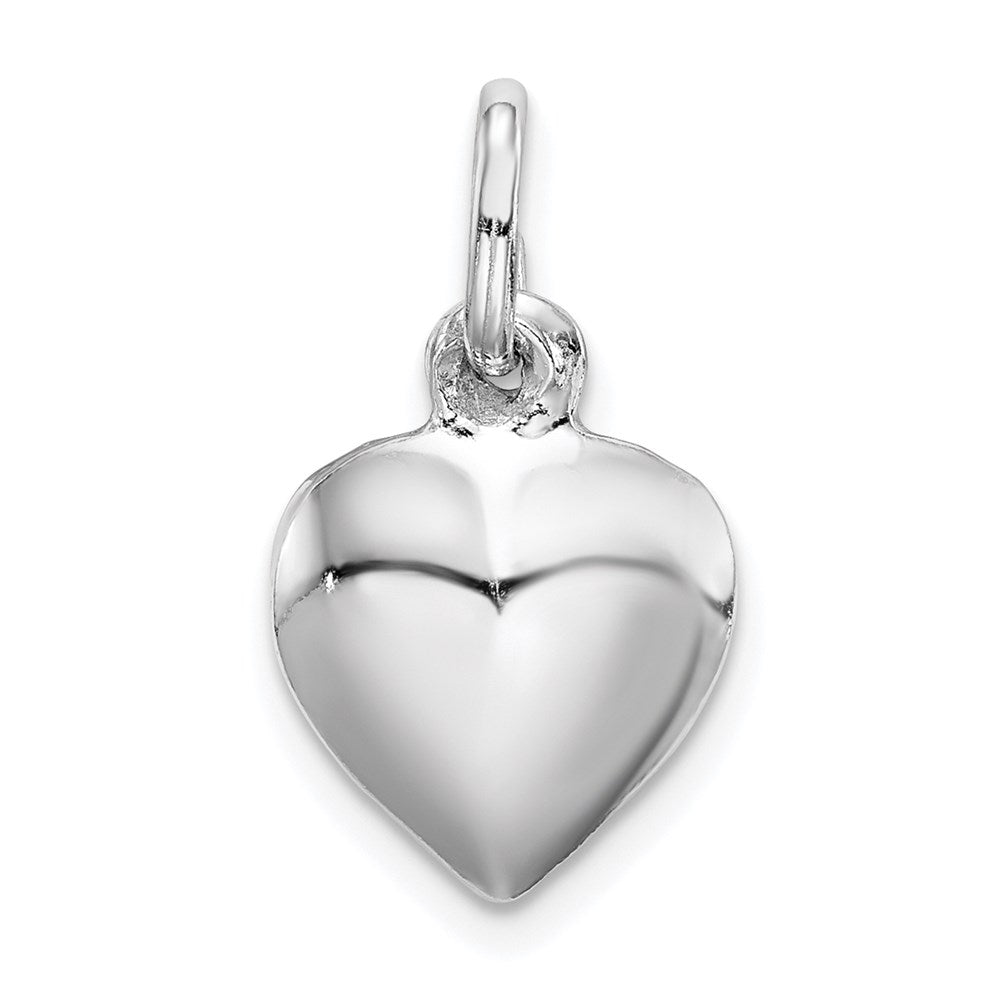 Sterlingsilber Rhodiniert Gewölbt Herz Charm
