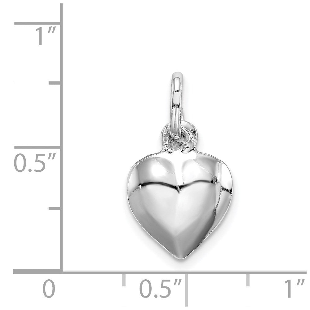 Sterlingsilber Rhodiniert Gewölbt Herz Charm