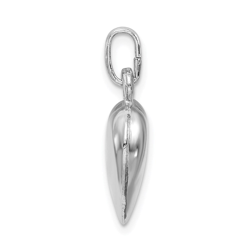 Sterlingsilber Rhodiniert Gewölbt Herz Charm