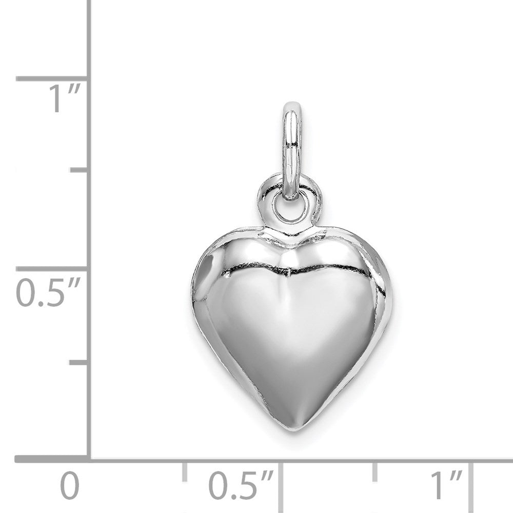 Sterlingsilber Rhodiniert Gewölbt Herz Charm