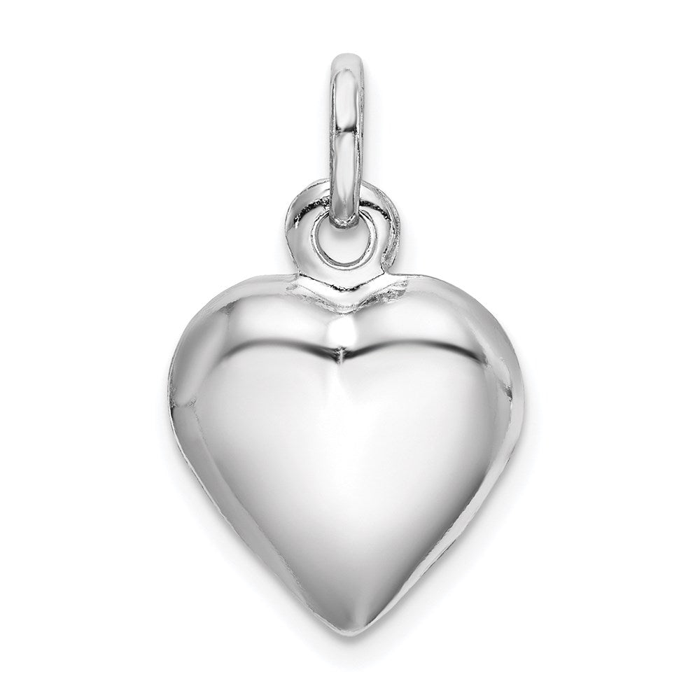 Sterlingsilber Rhodiniert Gewölbt Herz Charm