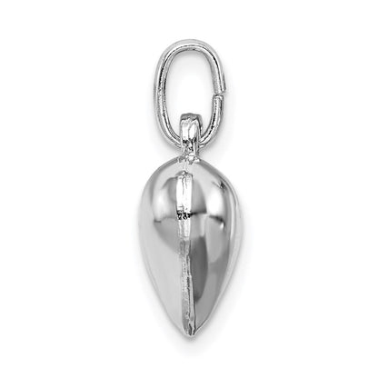 Sterlingsilber Rhodiniert Gewölbt Herz Charm