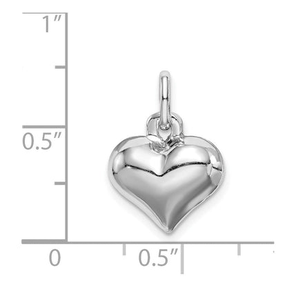 Sterlingsilber Rhodiniert Gewölbt Herz Charm