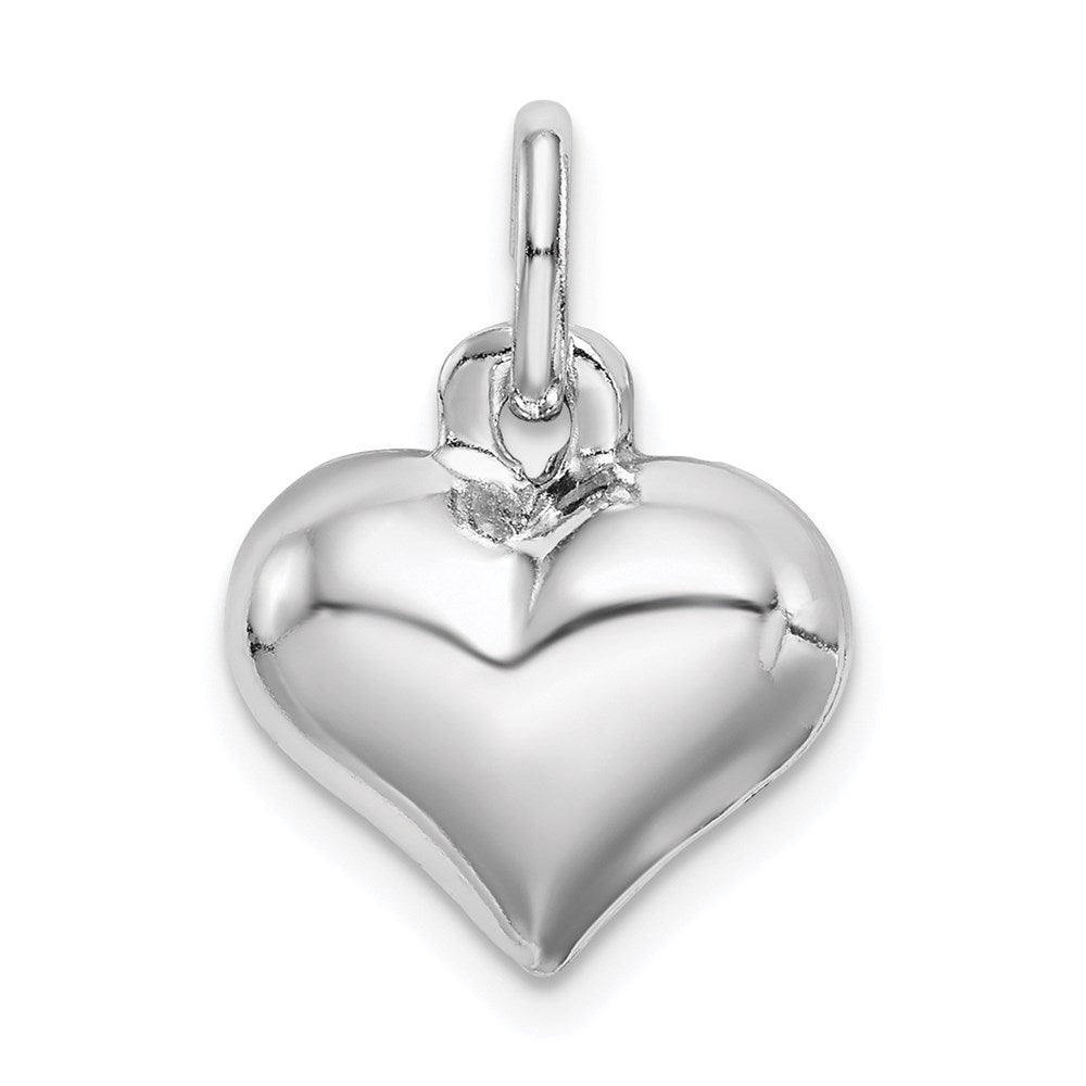 Sterlingsilber Rhodiniert Gewölbt Herz Charm