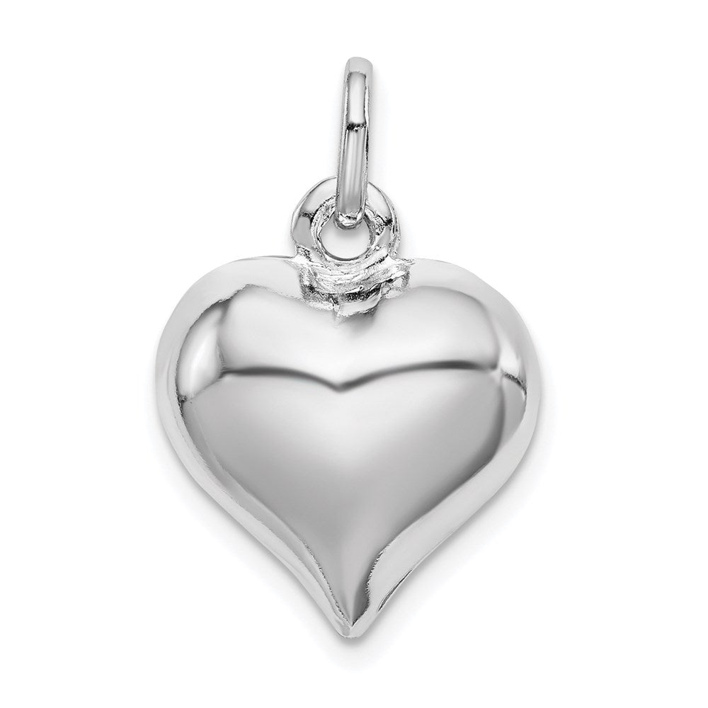 Sterlingsilber Rhodiniert Gewölbt Herz Charm