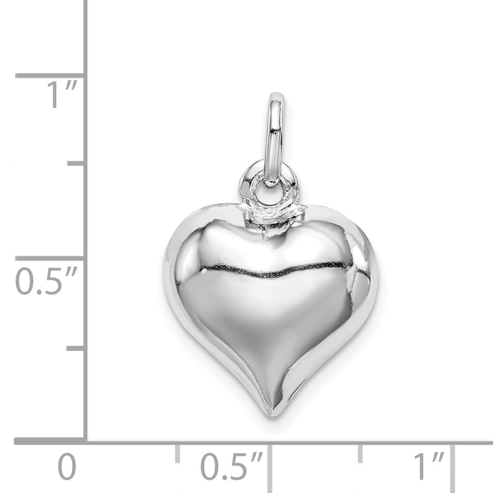 Sterlingsilber Rhodiniert Gewölbt Herz Charm