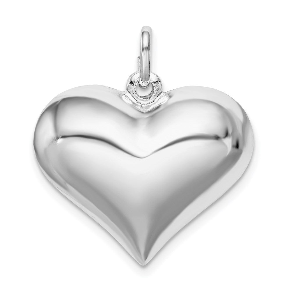 Sterlingsilber Rhodiniert Gewölbt Herz Anhänger