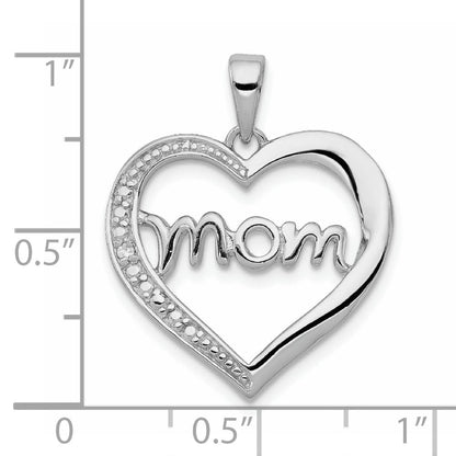 Sterlingsilber Rhodiniert Mama Zirkonia Herz Anhänger