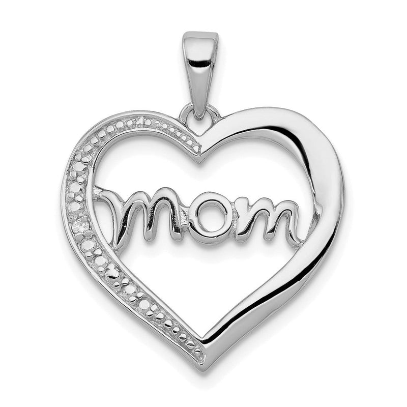 Sterlingsilber Rhodiniert Mama Zirkonia Herz Anhänger