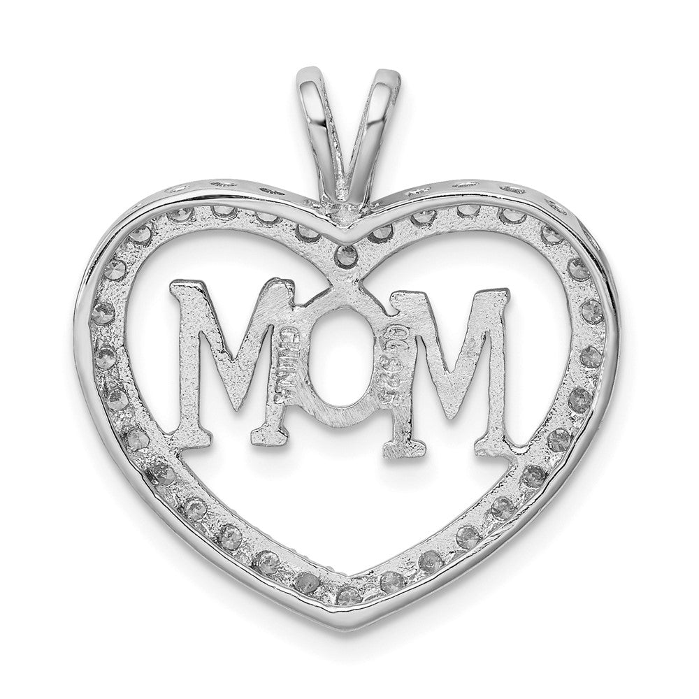Sterlingsilber Rhodiniert Zirkonia Offen Herz Mama Anhänger