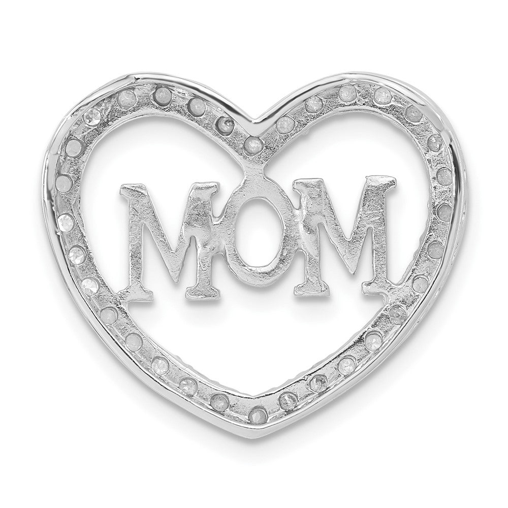 Sterlingsilber Poliert Zirkonia Mama Herz Anhänger