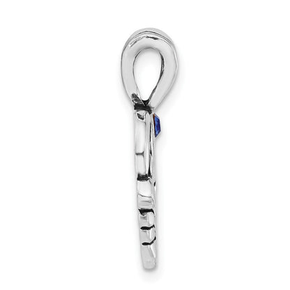 Sterlingsilber Poliert & Antikisiert Blau Kristall I Liebe You Herz Charm