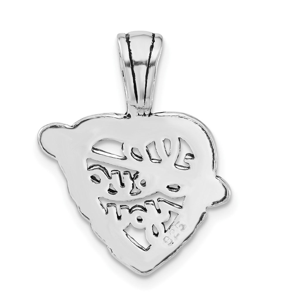 Sterlingsilber Poliert & Antikisiert Blau Kristall I Liebe You Herz Charm