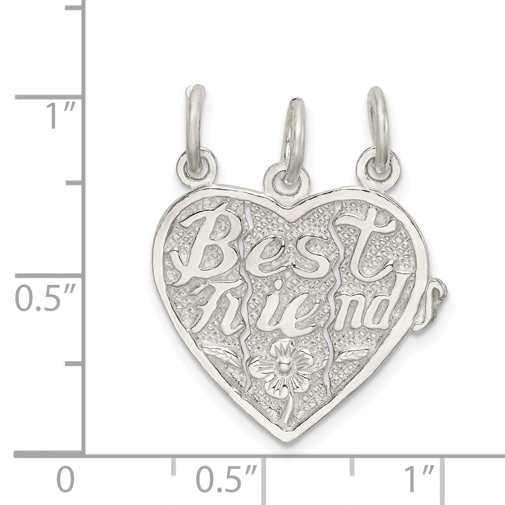 Sterlingsilber Beste Friends 3-piece Break Apart Herz Charm