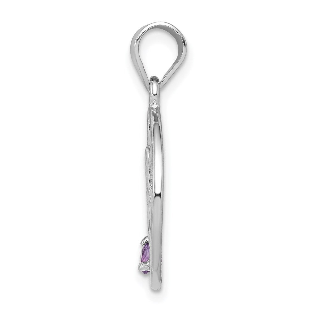 Sterlingsilber Rhodiniert Amethyst Happy Geburtstag Anhänger