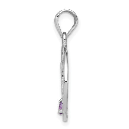 Sterlingsilber Rhodiniert Amethyst Happy Geburtstag Anhänger