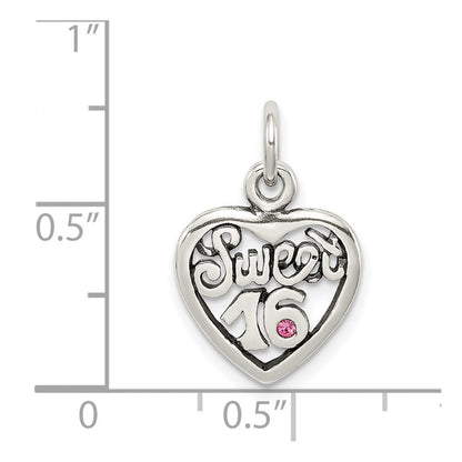 Sterlingsilber Antikisiert Süß 16 Herz Charm