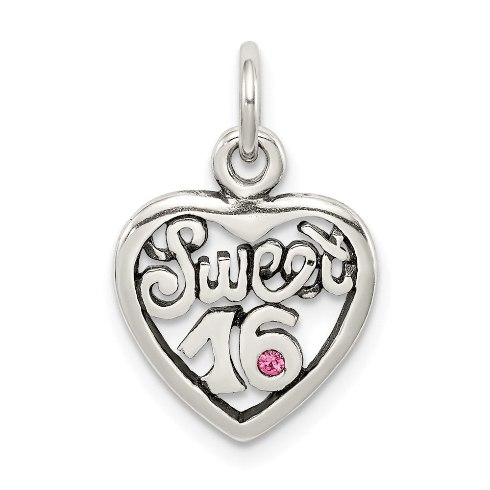 Sterlingsilber Antikisiert Süß 16 Herz Charm