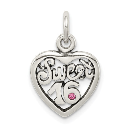 Sterlingsilber Antikisiert Süß 16 Herz Charm