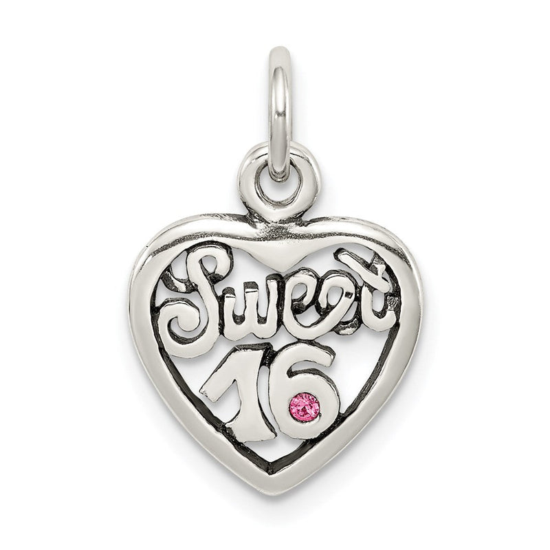 Sterlingsilber Antikisiert Süß 16 Herz Charm