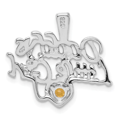 Sterlingsilber Rhodium-platedcitrine Daddy Little Mädchen Anhänger