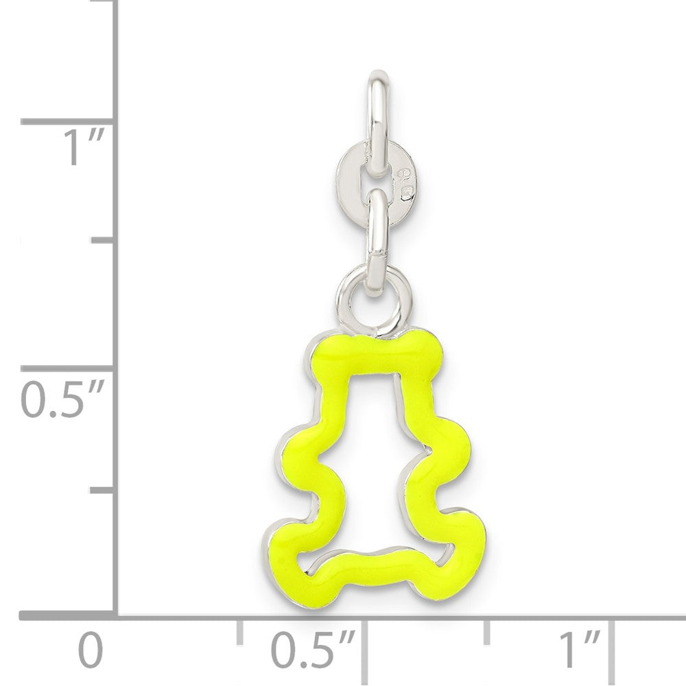 Sterlingsilber Neon Gelb Emailliert Teddy Bär Outline Charm