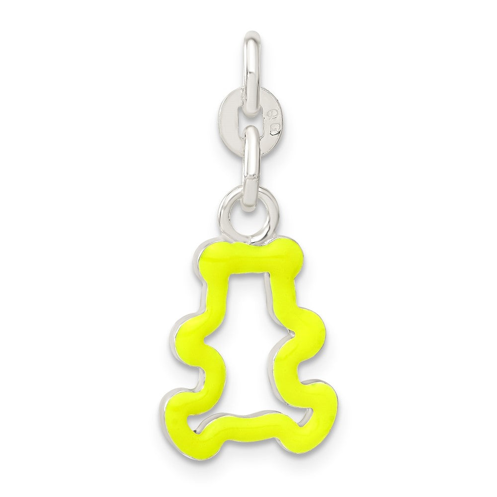 Sterlingsilber Neon Gelb Emailliert Teddy Bär Outline Charm