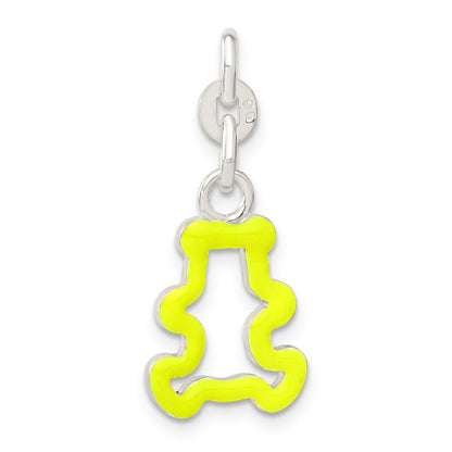 Sterlingsilber Neon Gelb Emailliert Teddy Bär Outline Charm