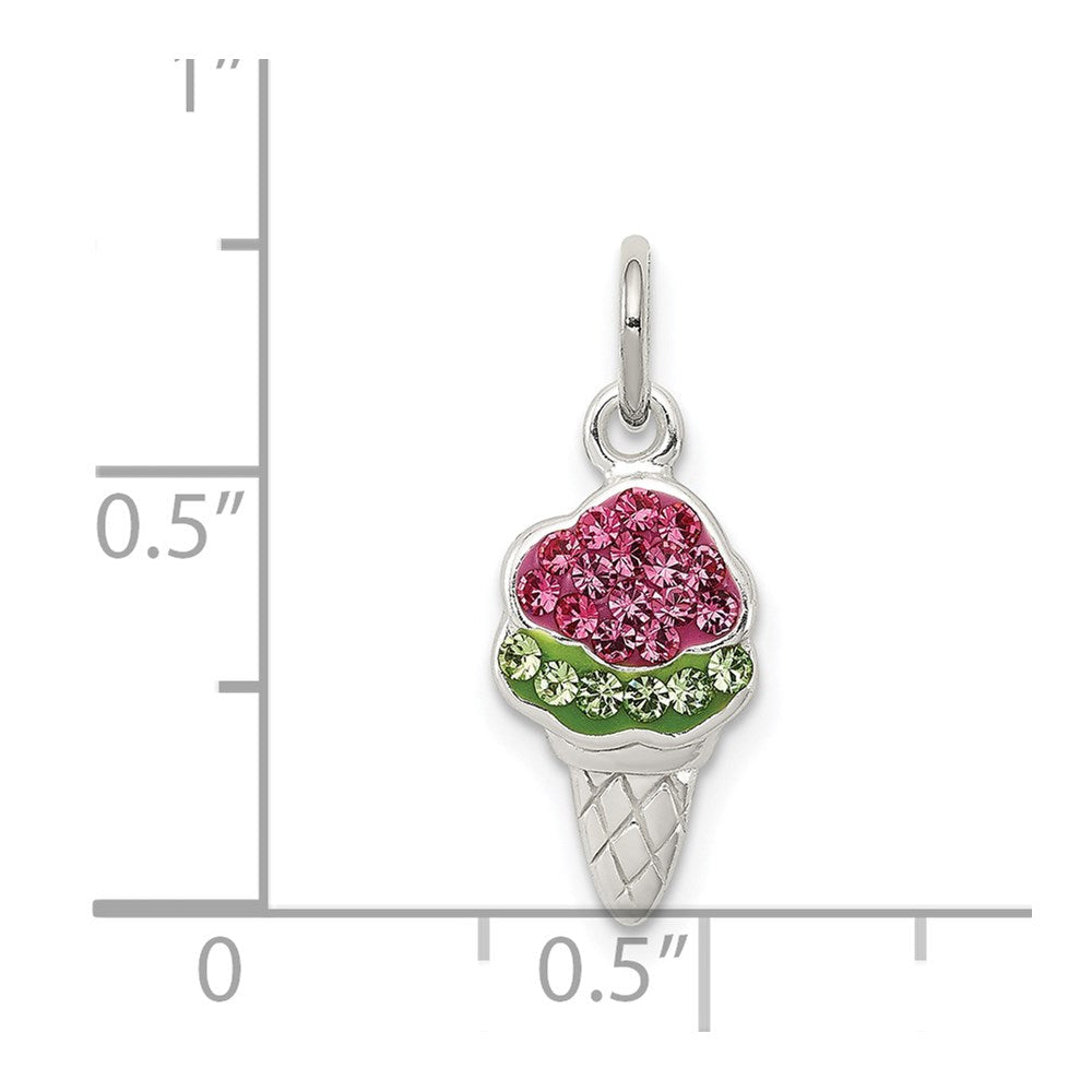 Sterlingsilber Rosa und Grün Stellux Kristall Eis Cream Cone Charm