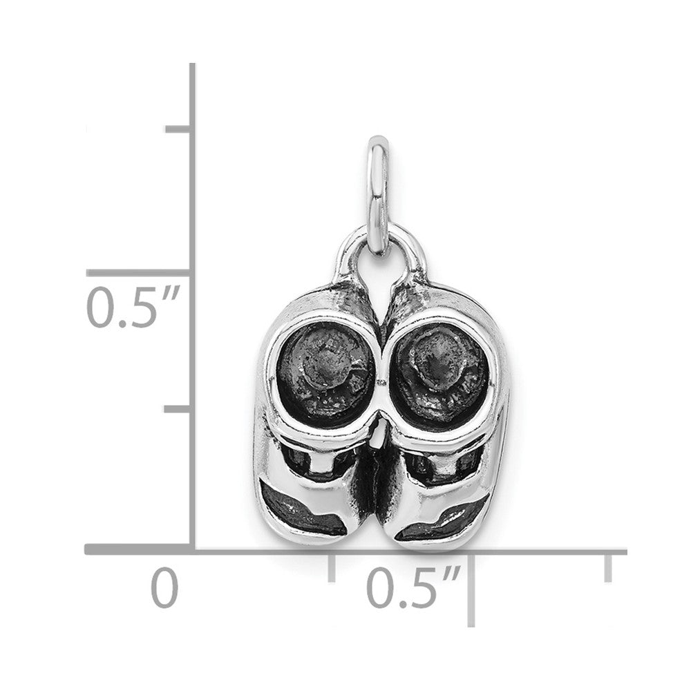 Sterlingsilber 3-d Poliert & Antikisiert Baby Shoes Charm
