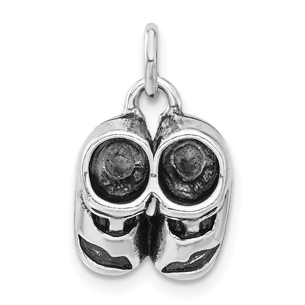 Sterlingsilber 3-d Poliert & Antikisiert Baby Shoes Charm
