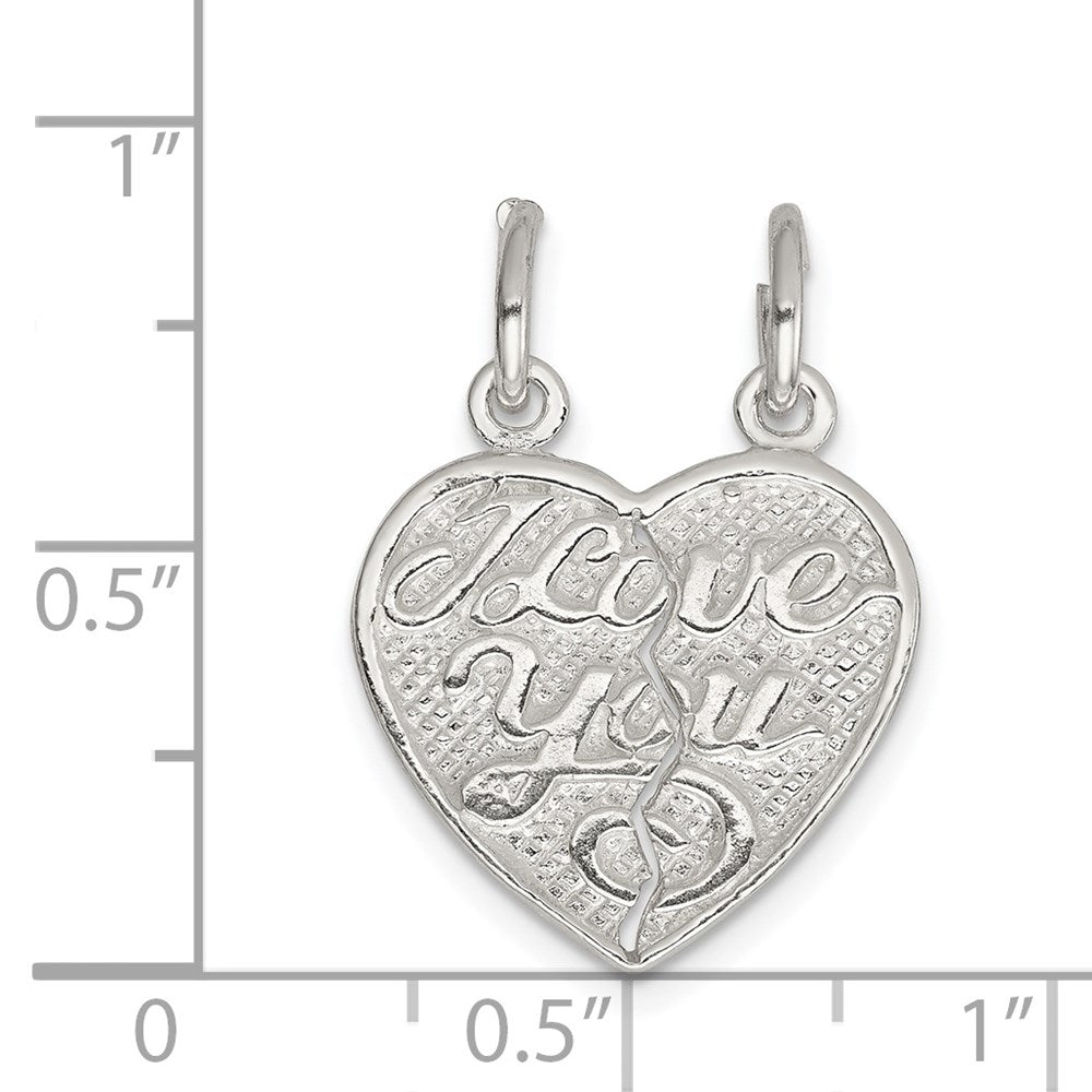 Sterlingsilber I Liebe You 2-piece Break Apart Herz Charm