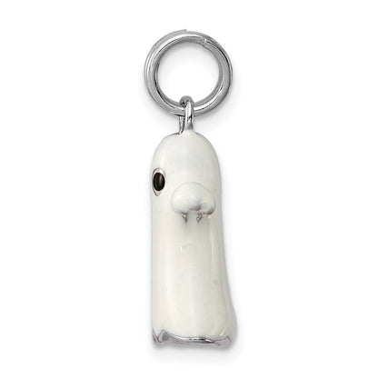 Sterlingsilber Rhodium-platedwhite Emaille Ghost Charm