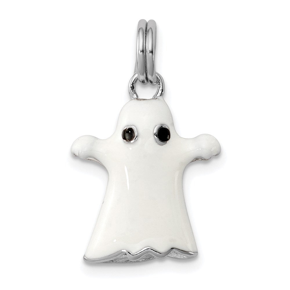 Sterlingsilber Rhodium-platedwhite Emaille Ghost Charm