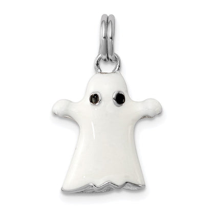 Sterlingsilber Rhodium-platedwhite Emaille Ghost Charm