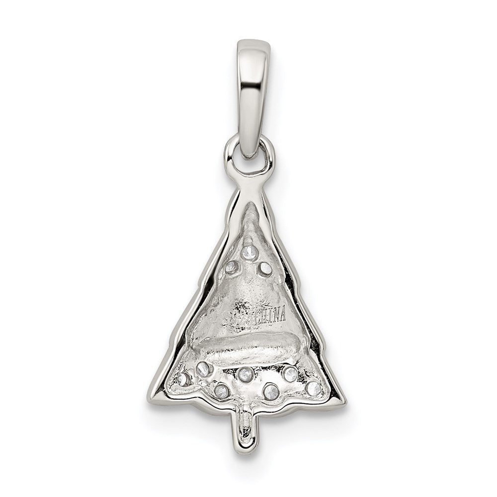 Sterlingsilber Rhodiniert Zirkonia und Emailliert Weihnachten Baum Anhänger
